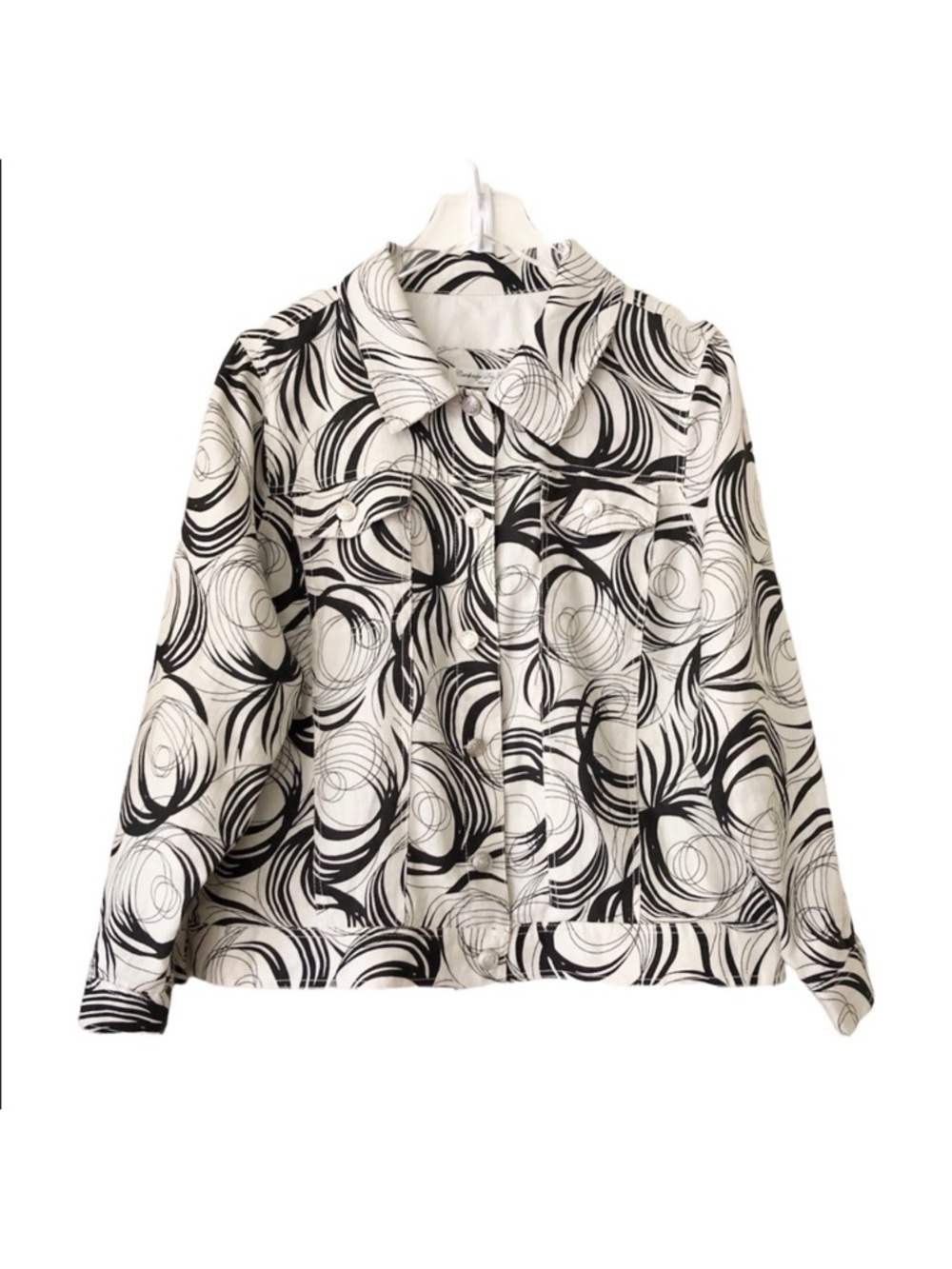 Cambridge Dry Goods | Vintage Linen Retro Print Jean Jacket 1X